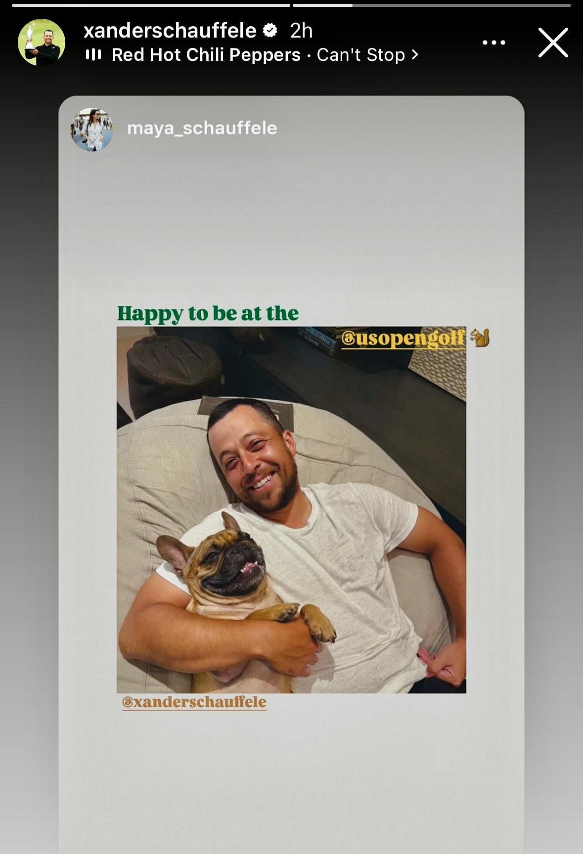 Xander Schauffele reshares his wife Maya's story - Source: via @maya_schauffele on Instagram